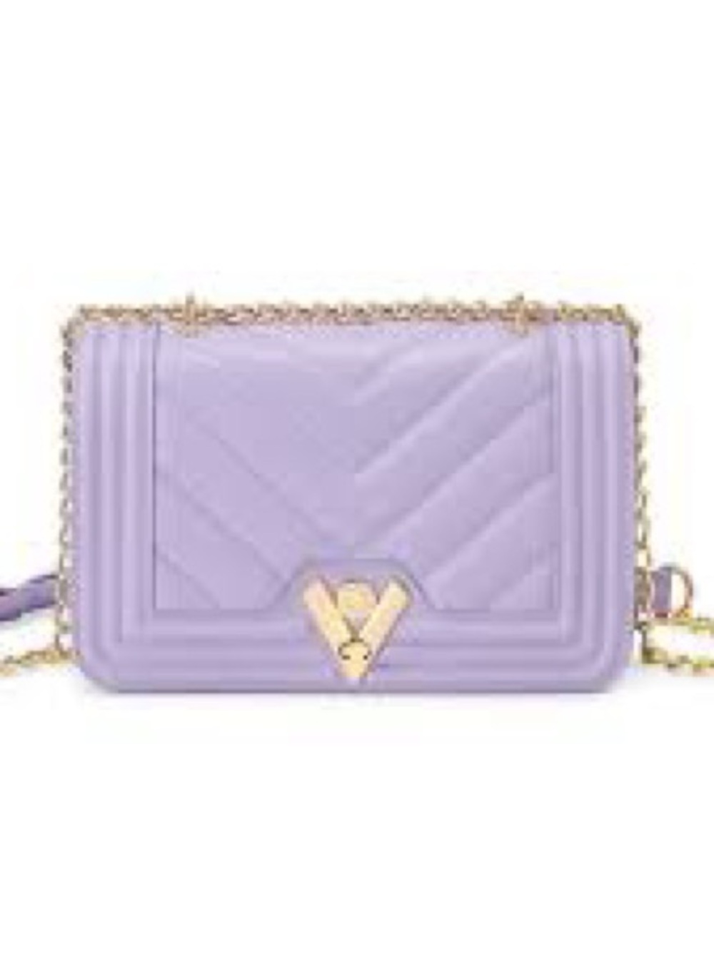Valentino Orlandi Lavender Chevron Crossbody with Gold Chain